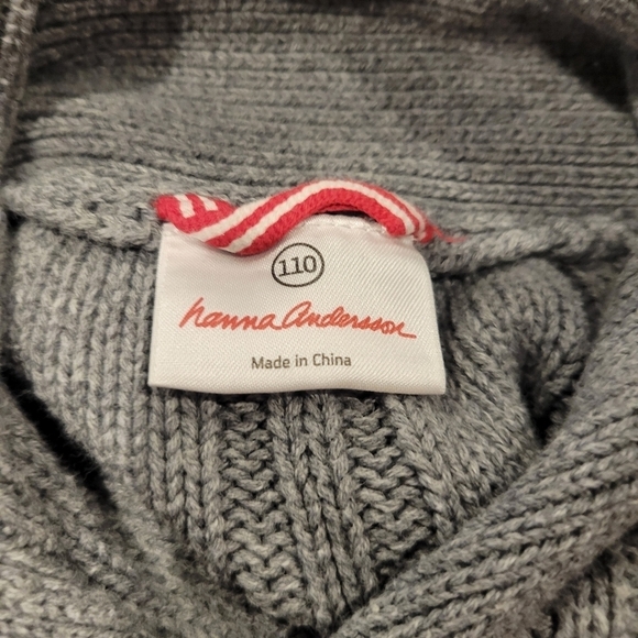 Hanna andersson kids size 5 unisex grey wool blend cable knit sweater flaw - Picture 4 of 7
